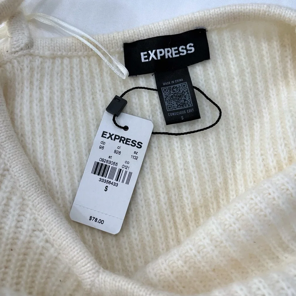 NWT Express Knit Camisole Women S Ivory Lace Trim Chic Coquette Y2K Top - Picture 5 of 8